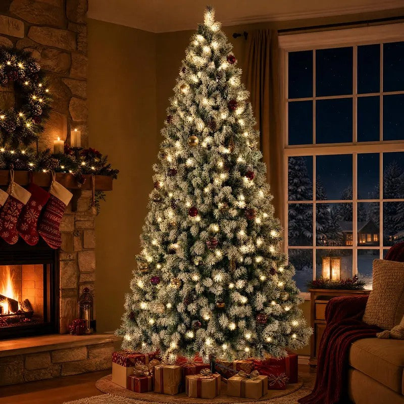 Pre-Lit Snow-Flocked Christmas Tree