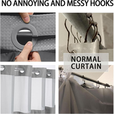 AquaLuxe No-Hook Waffle Shower Curtain