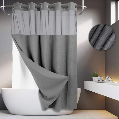 AquaLuxe No-Hook Waffle Shower Curtain