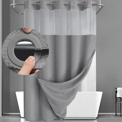 AquaLuxe No-Hook Waffle Shower Curtain