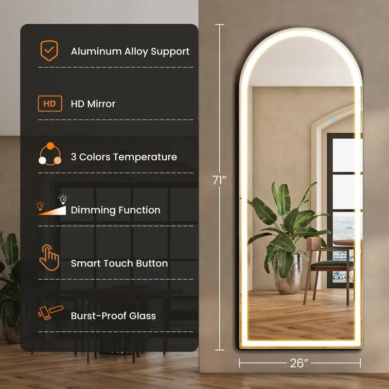 Dimmable 3-Color LED Full-Length Mirror