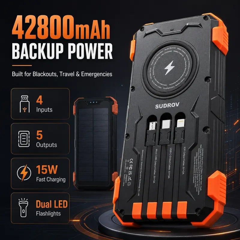 42800mAh Solar Power Bank