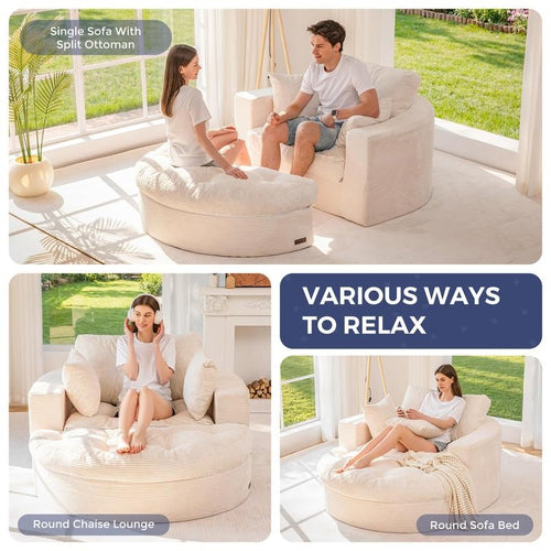 Oversized Round Chaise Lounge Sofa