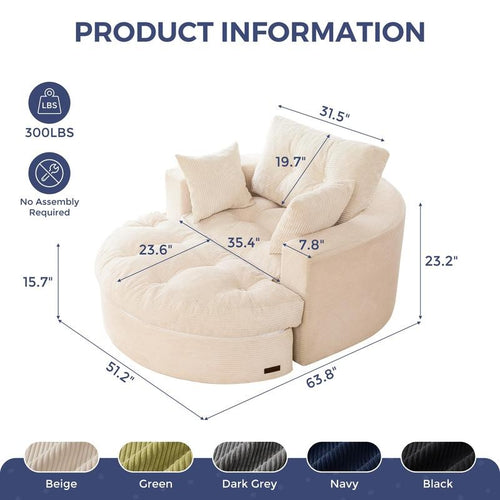 Oversized Round Chaise Lounge Sofa