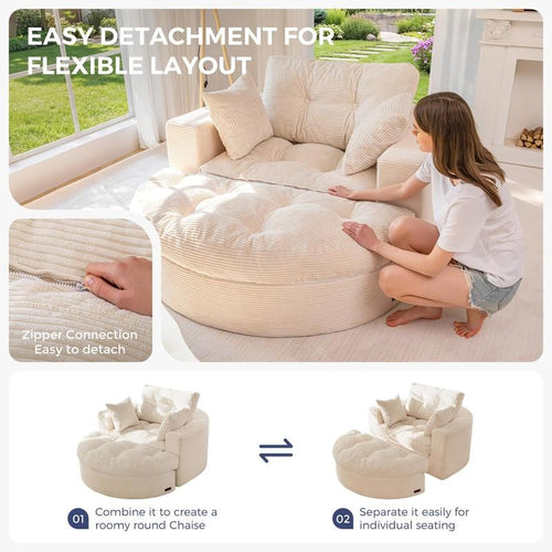 Oversized Round Chaise Lounge Sofa