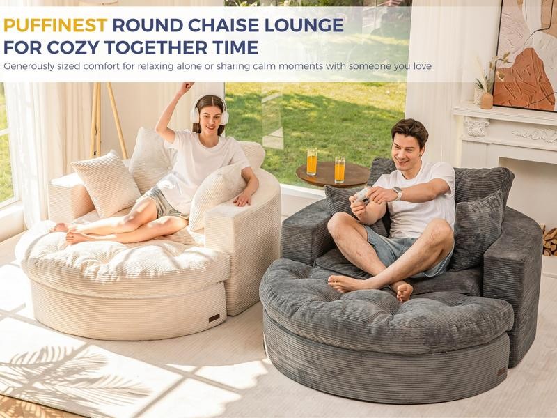 Oversized Round Chaise Lounge Sofa