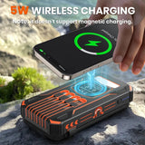 48000mAh Solar Power Bank with Built-In Cables & Wireless Charging