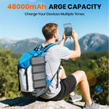 48000mAh Solar Power Bank with Built-In Cables & Wireless Charging