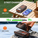 48000mAh Solar Power Bank with Built-In Cables & Wireless Charging
