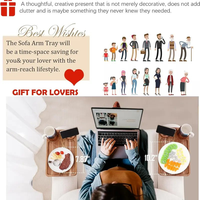 3-in-1 Clip-On Couch Arm Tray