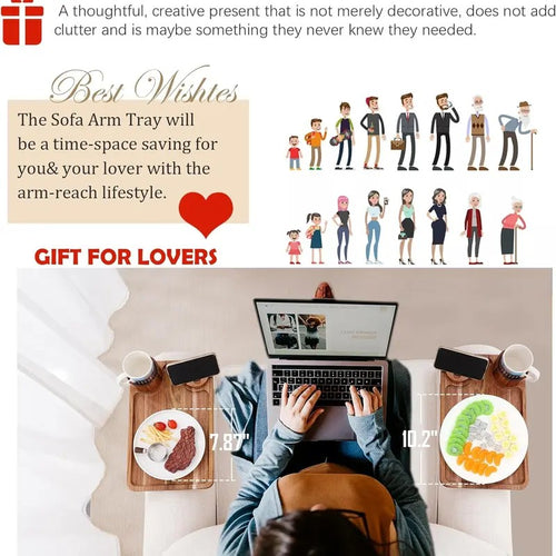 3-in-1 Clip-On Couch Arm Tray