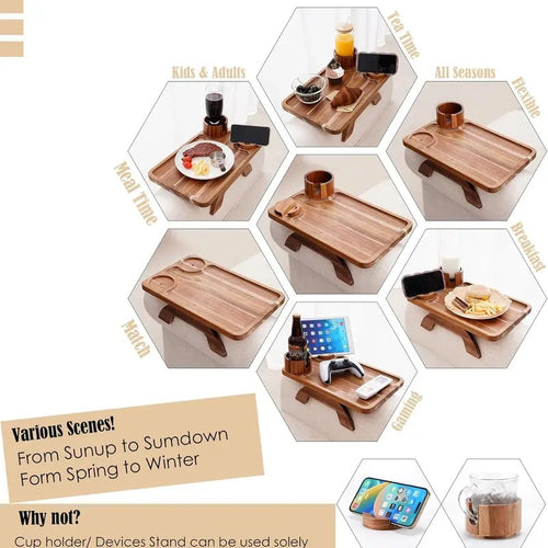 3-in-1 Clip-On Couch Arm Tray