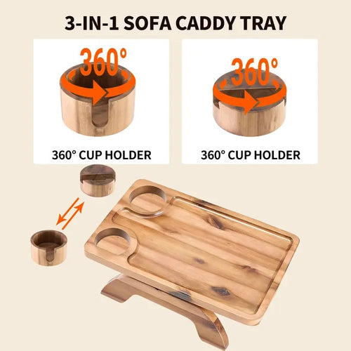 3-in-1 Clip-On Couch Arm Tray