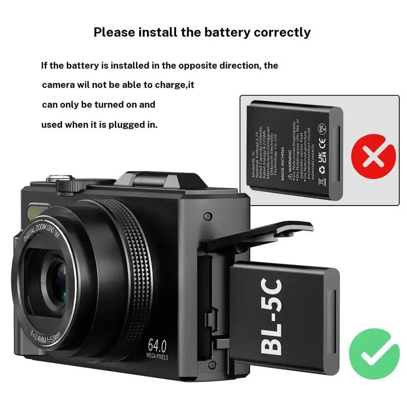 WIKICO 4K Flip Screen Camera