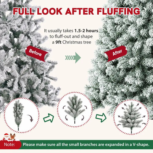 Pre-Lit Snow-Flocked Christmas Tree