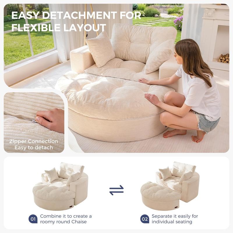 Oversized Round Chaise Lounge Sofa