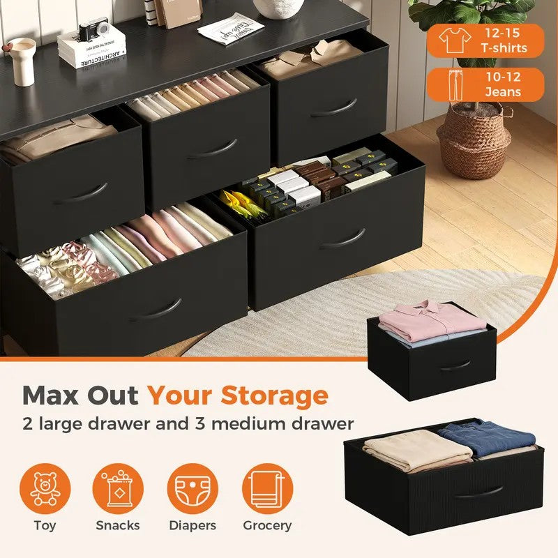 5-Drawer Fabric Storage Tower Dresser