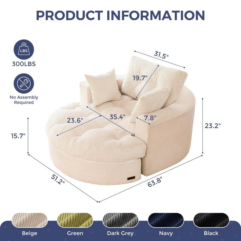 Oversized Round Chaise Lounge Sofa