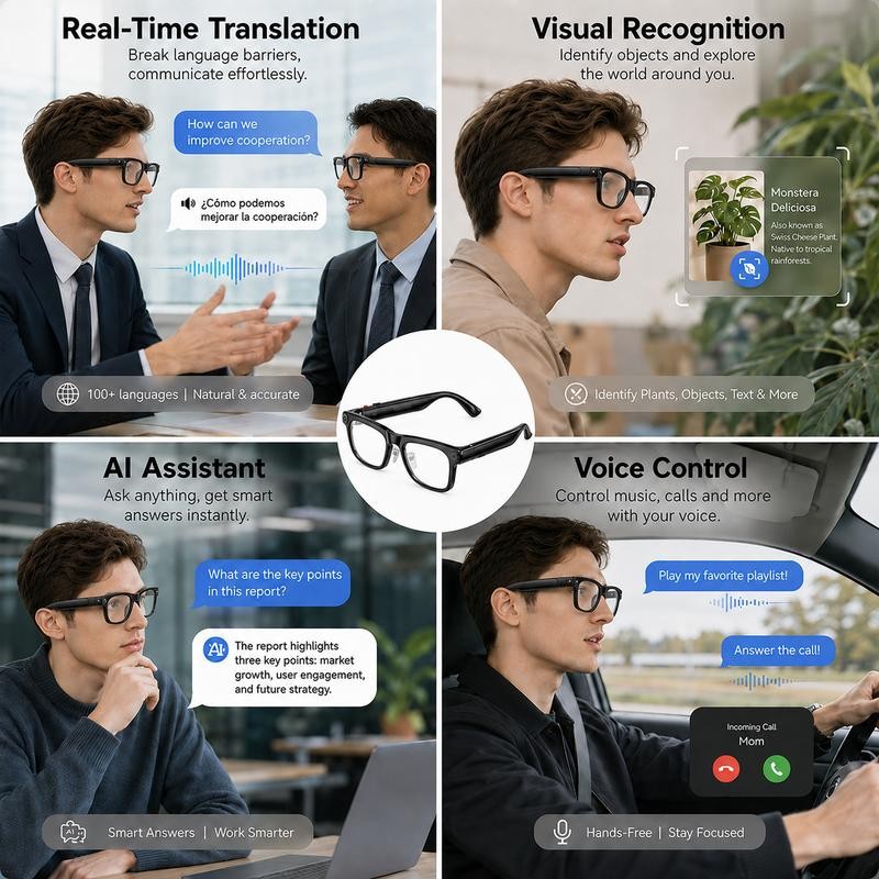 Smart Glasses for Photos, Translation, and Hands-Free Recording